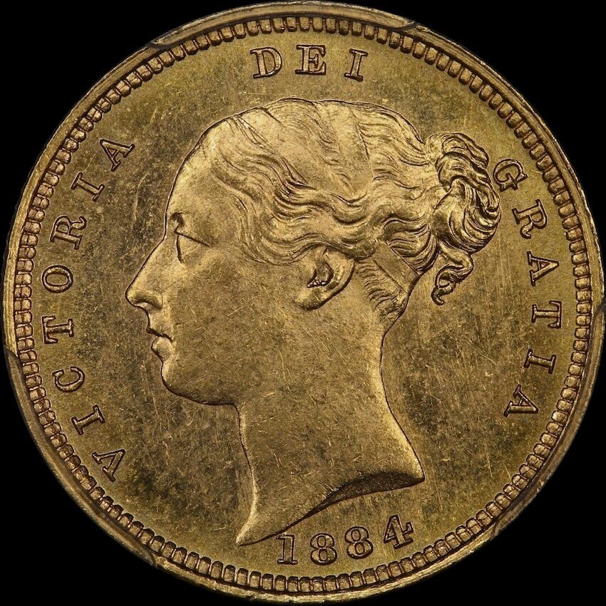 1884 Melbourne Young Head Half Sovereign Unc (PCGS MS62) product image