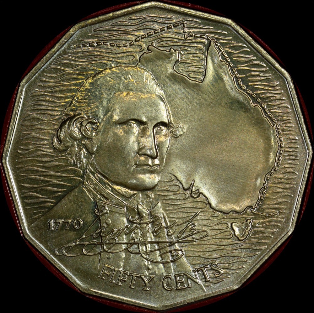 1970 50 Cent Specimen Captain Cook in Red Case | Sterling & Currency