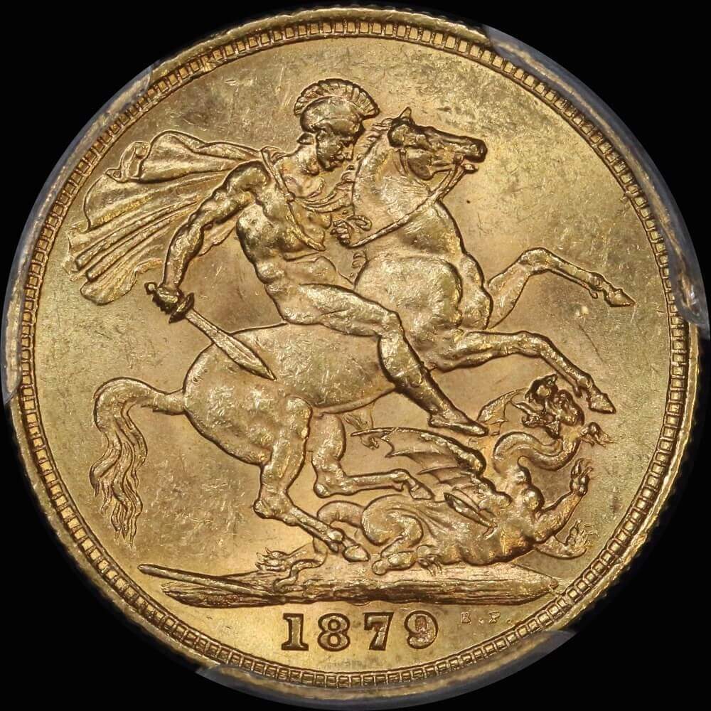 1879 Sovereign S Young Head St George AU58 | Sterling & Currency