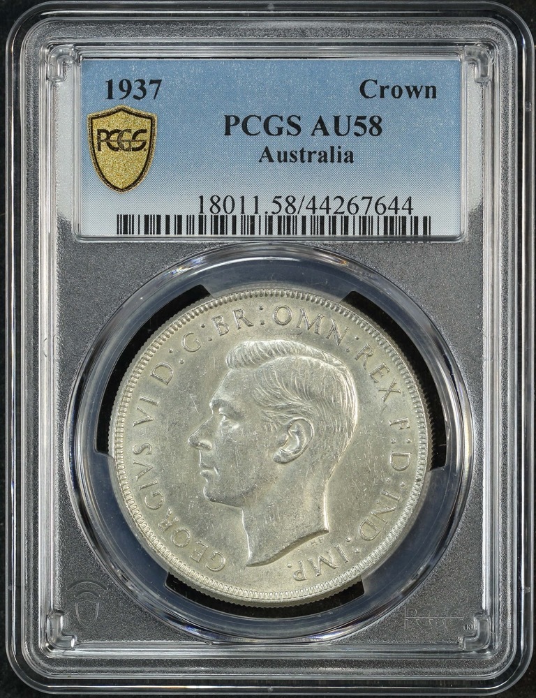 1937 Crown PCGS AU58 | Sterling & Currency