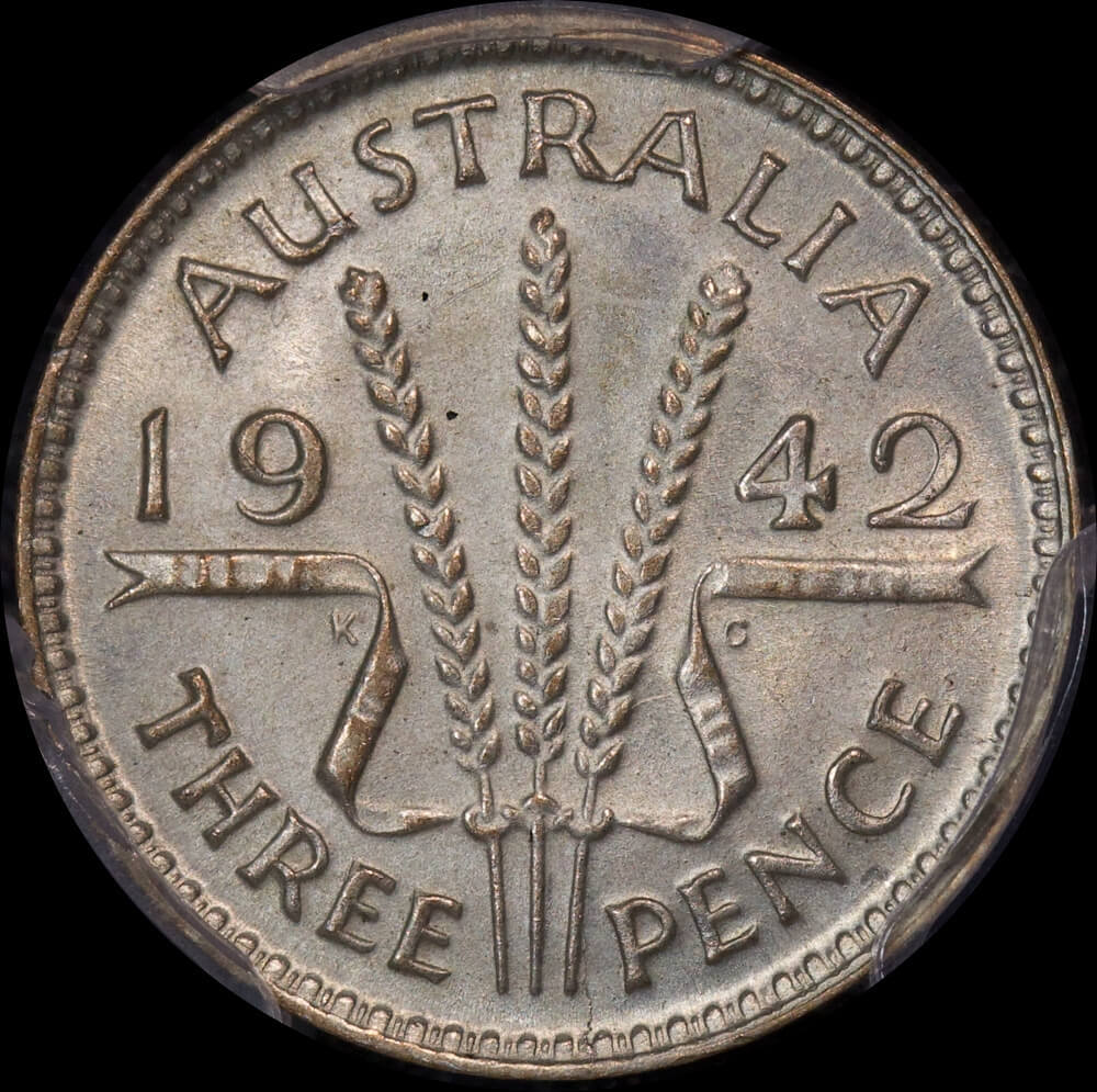 1942 Melbourne Threepence Choice Unc (PCGS MS63) product image