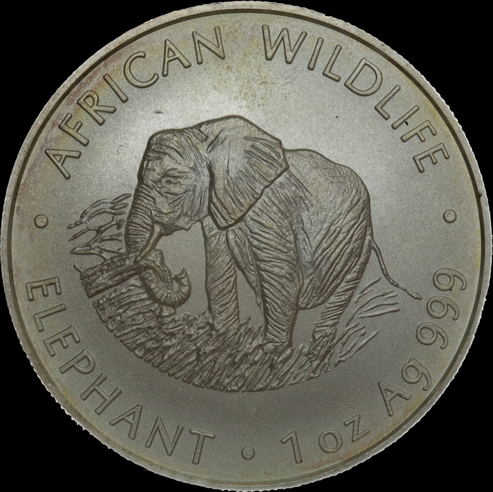 Zambia 2000 Silver 5,000 Kwacha KM# 141 Uncirculated Elephant product image