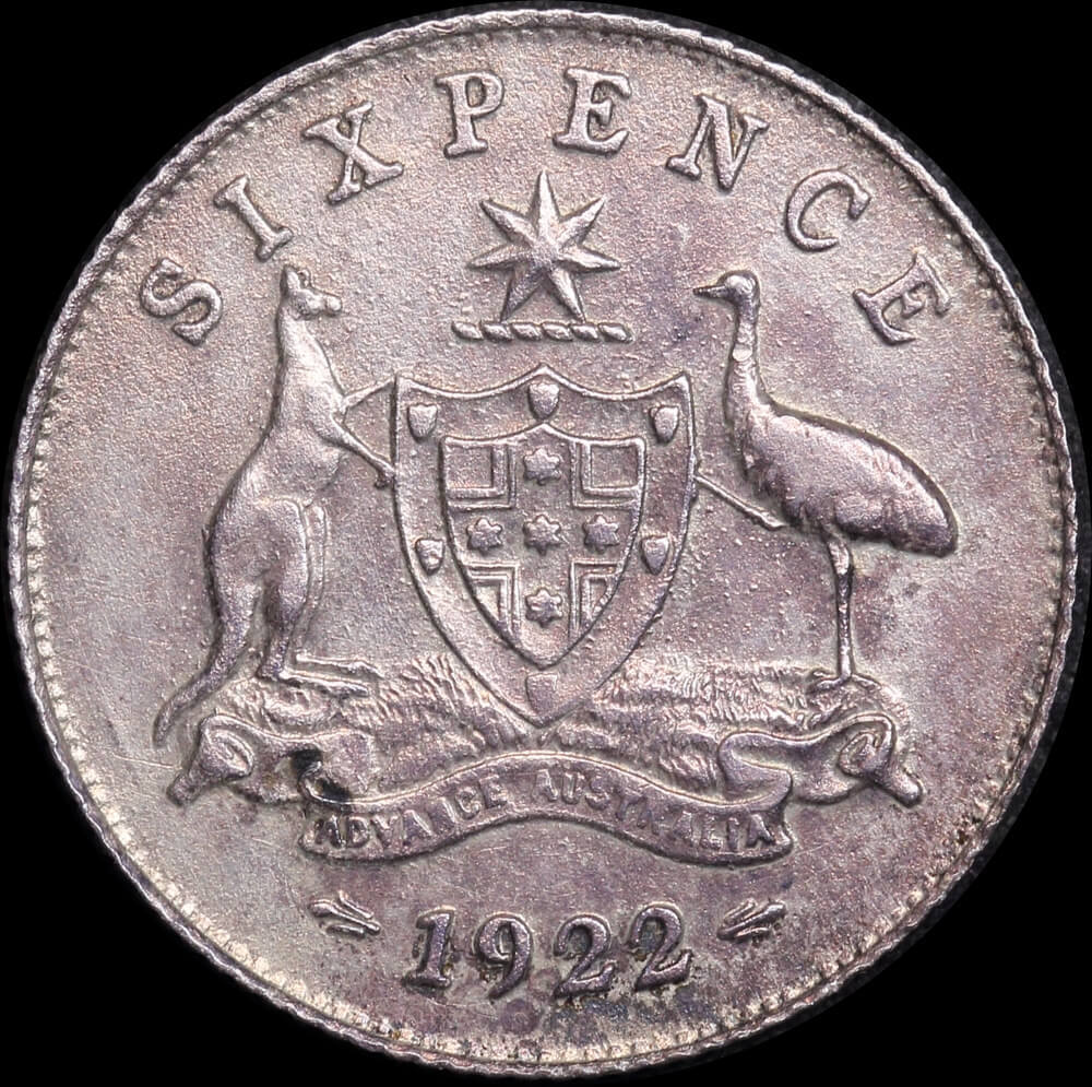 1922 Sixpence good EF product image