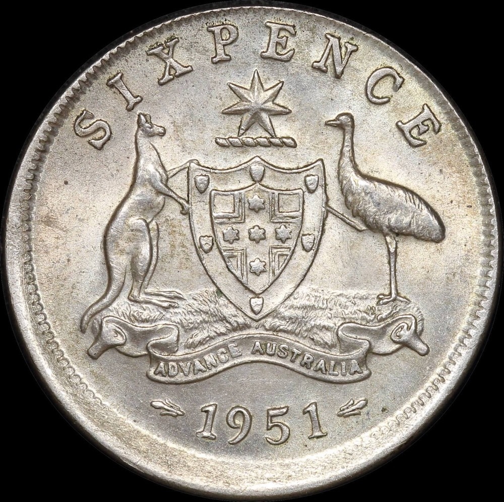 1951 Sixpence 3mm Offstrike Error about Unc product image