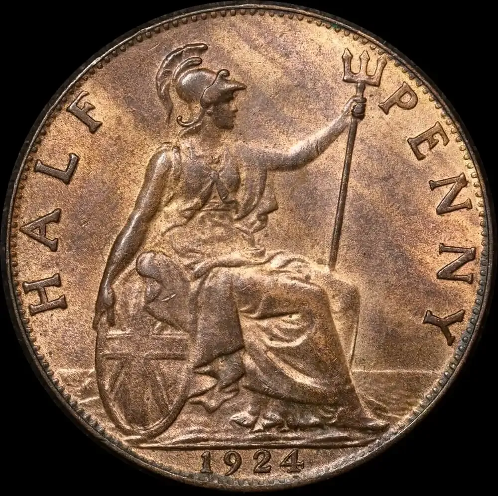 1924 Copper Halfpenny George V S# 4056 Uncirculated product image