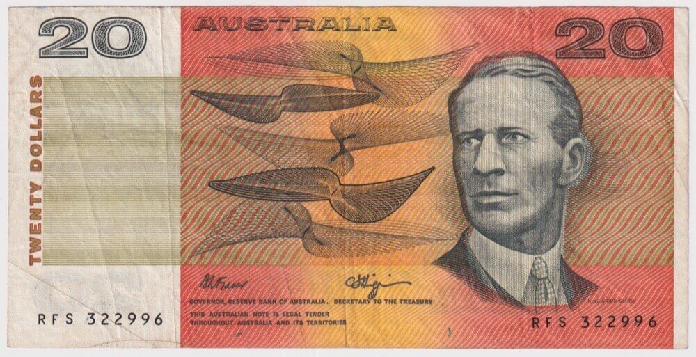 1990 $20 Note Fraser/Higgins Missing Intaglio Error R412 Good VF product image