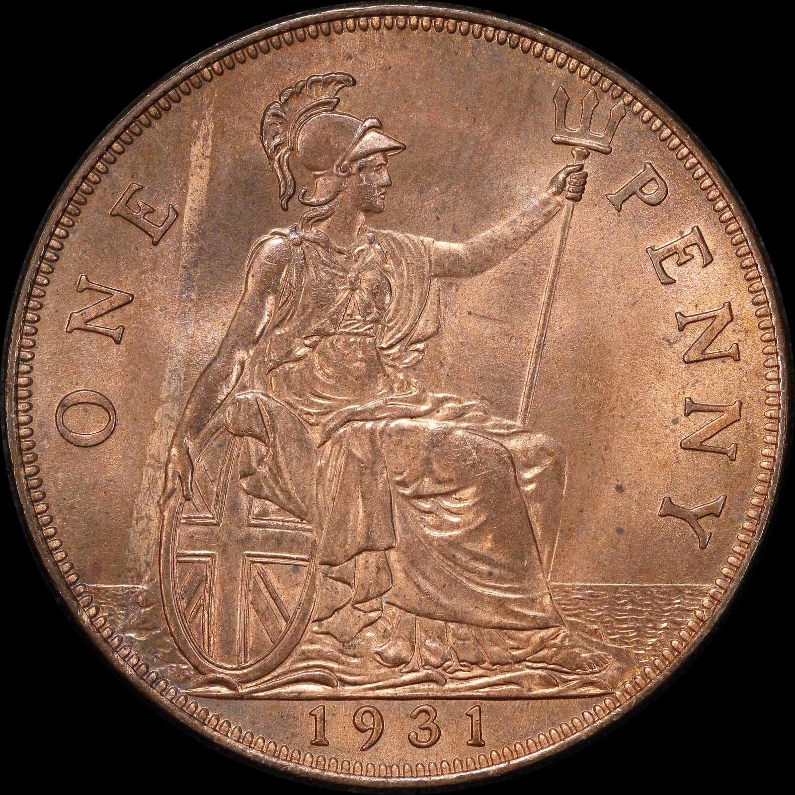 1931 Copper Penny George V S#4055 Uncirculated product image