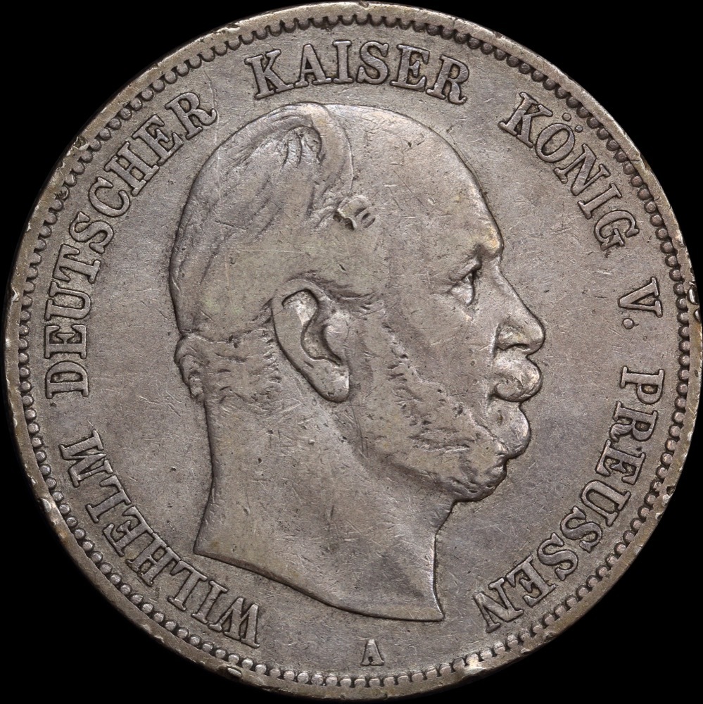 German States (Prussia) 1876-A Silver 5 Marks KM# 503 Very Fine product image