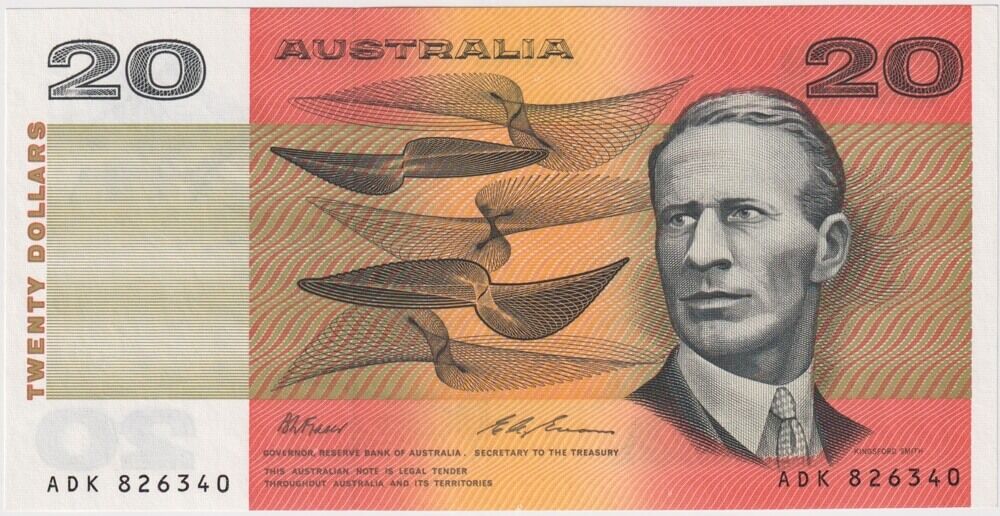 1993 $20 Note ADK Last Paper Prefix Fraser/Evans R415L about Uncirculated product image