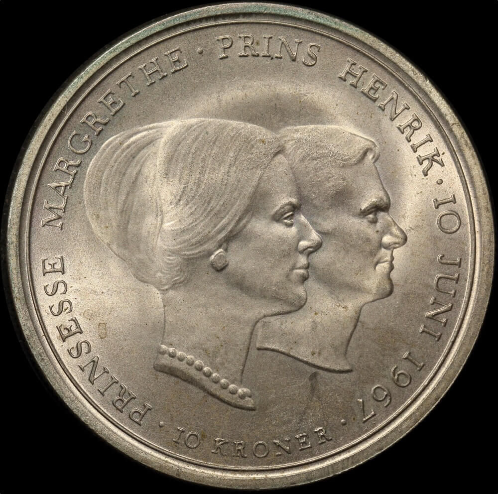 Denmark 1967 Silver 10 Kroner Frederick IX KM#856 Uncirculated product image