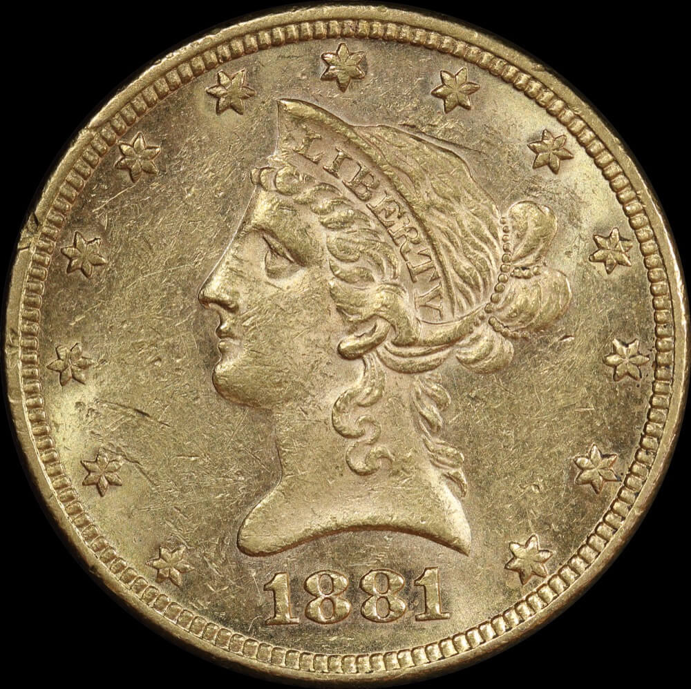 United States 1881 Gold $10 Liberty Eagle good EF product image