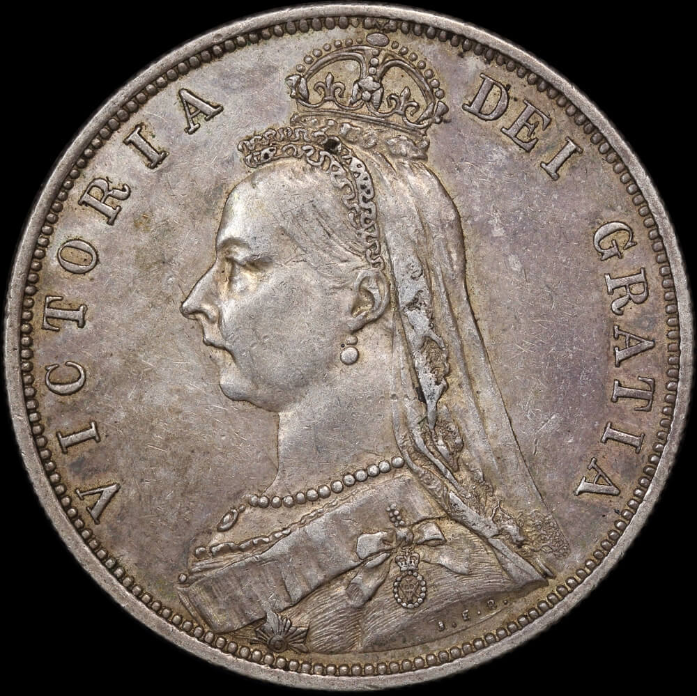 1887 Silver Half Crown Victoria S#3924 good EF product image