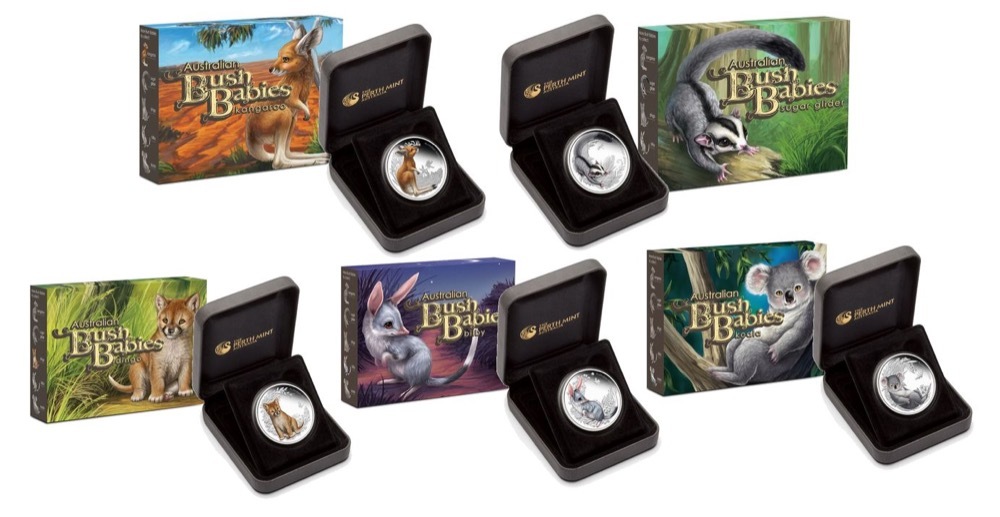 2010 - 2011 Silver 5 Coin Set 1/2 Ounce Bush Babies Series I product image