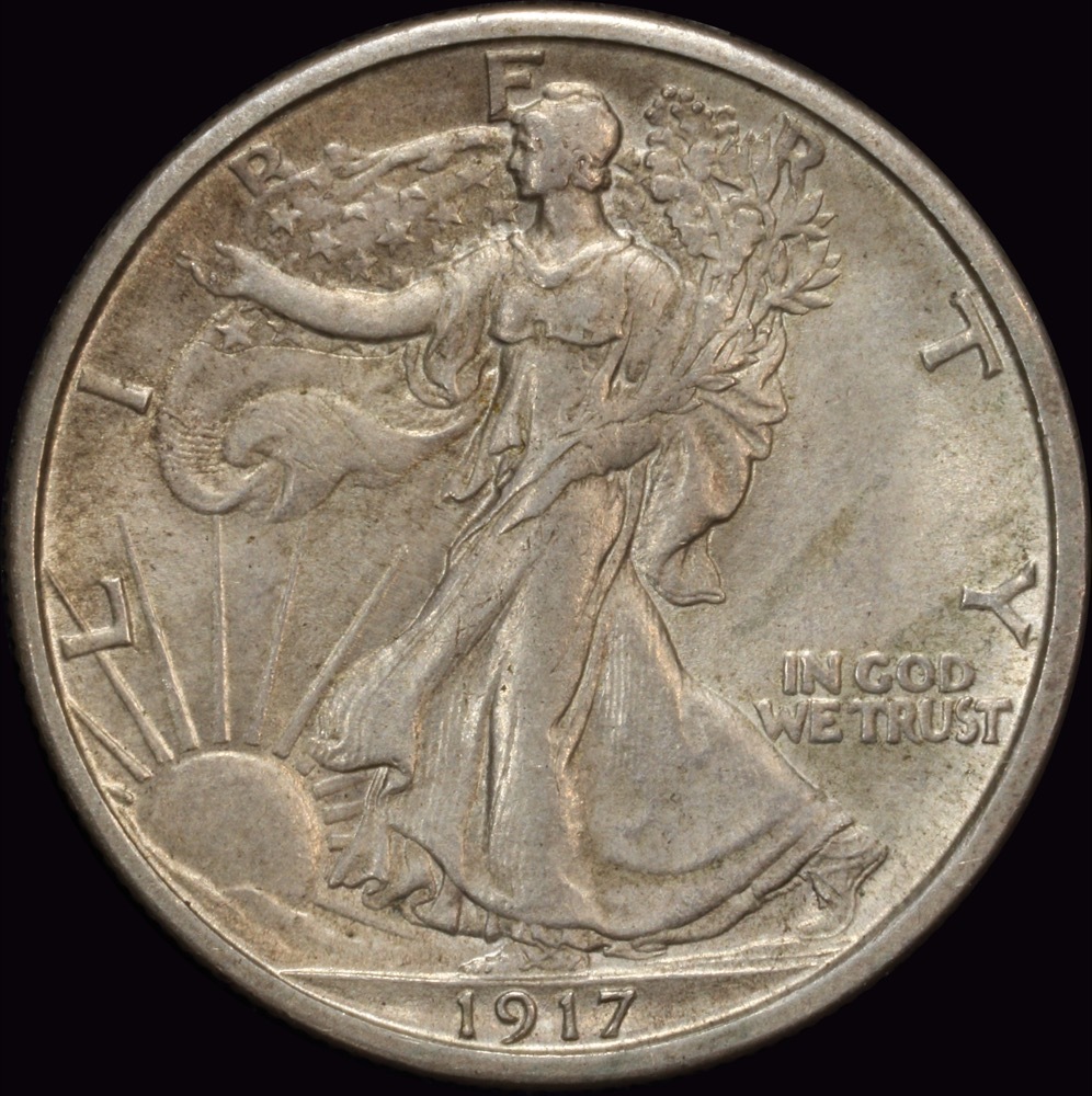 United States 1917-S Silver Half Dollar - Walking Liberty (Reverse Mintmark)  about Unc product image