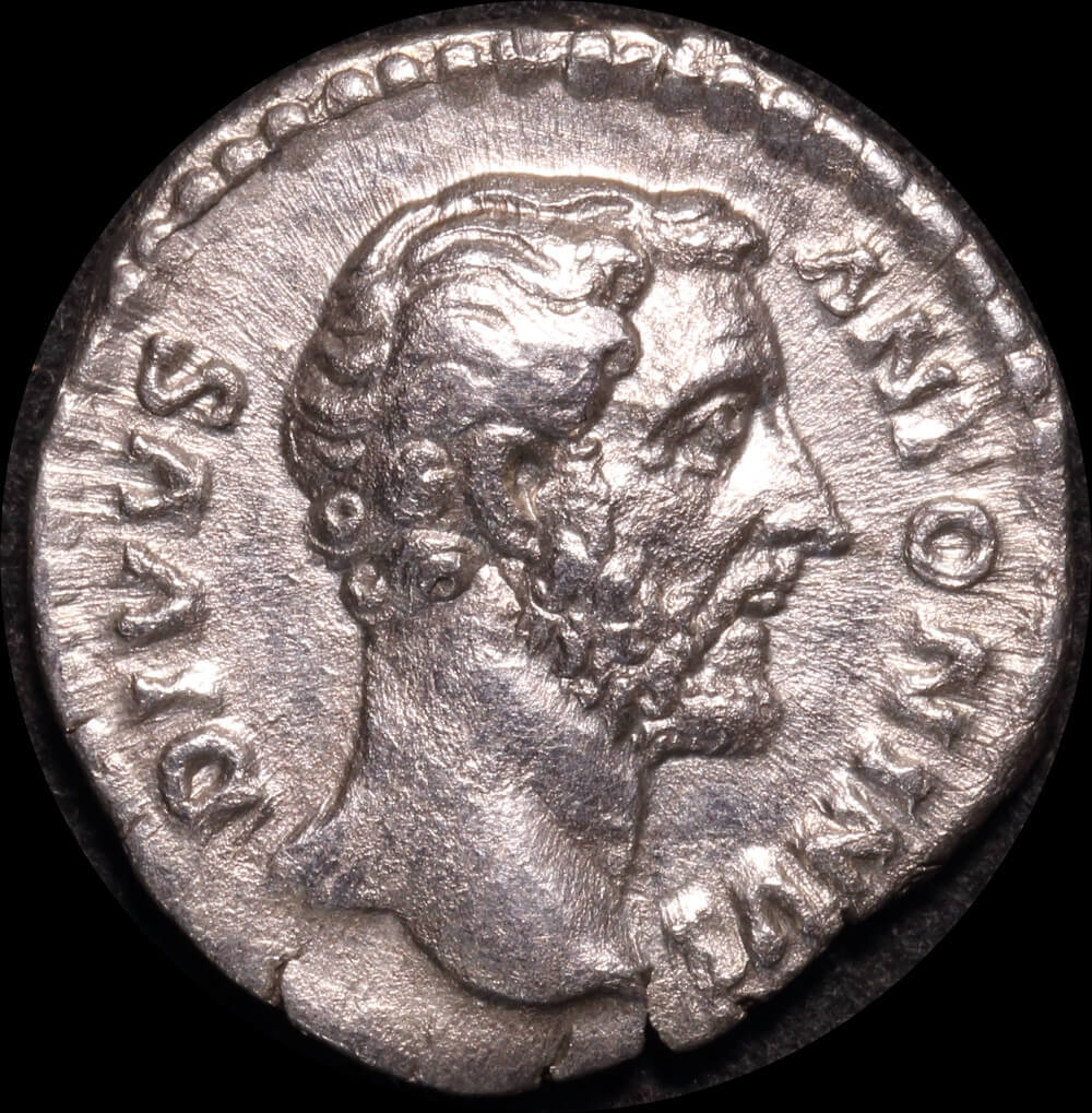Ancient Rome (Imperial) 138-161 AD Antoninus Pius Silver Denarius Consecratio RIC 430 about EF product image