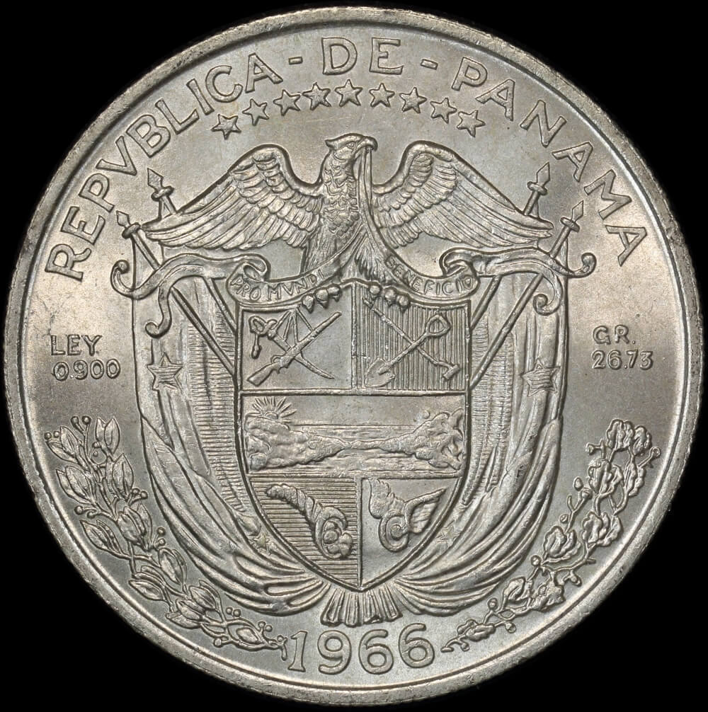 Panama 1966 Silver Balboa KM# 27 Uncirculated product image