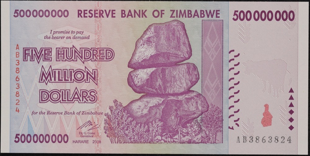Zimbabwe 2008 500 Million Dollars P# 9 Uncirculated product image
