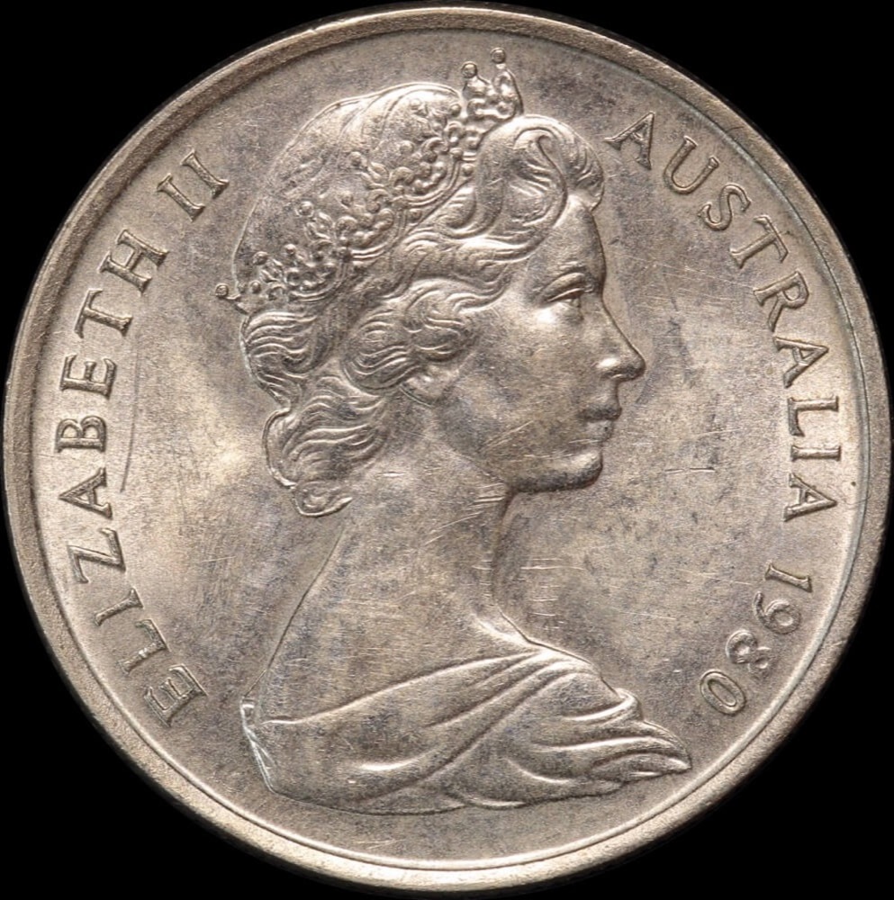 Australia 1980 5 Cents Split Planchet Error (Obverse) Toned about Unc product image