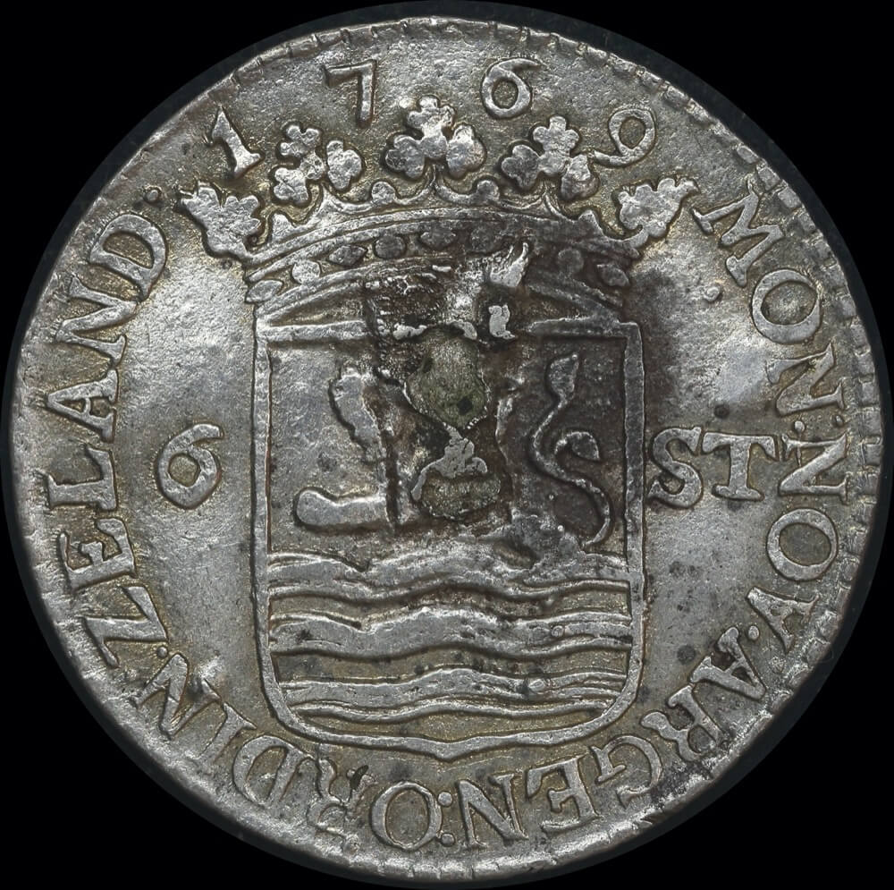 Netherlands (Zeeland) 1769 Silver 6 Stuivers KM# 90 Extremely Fine product image