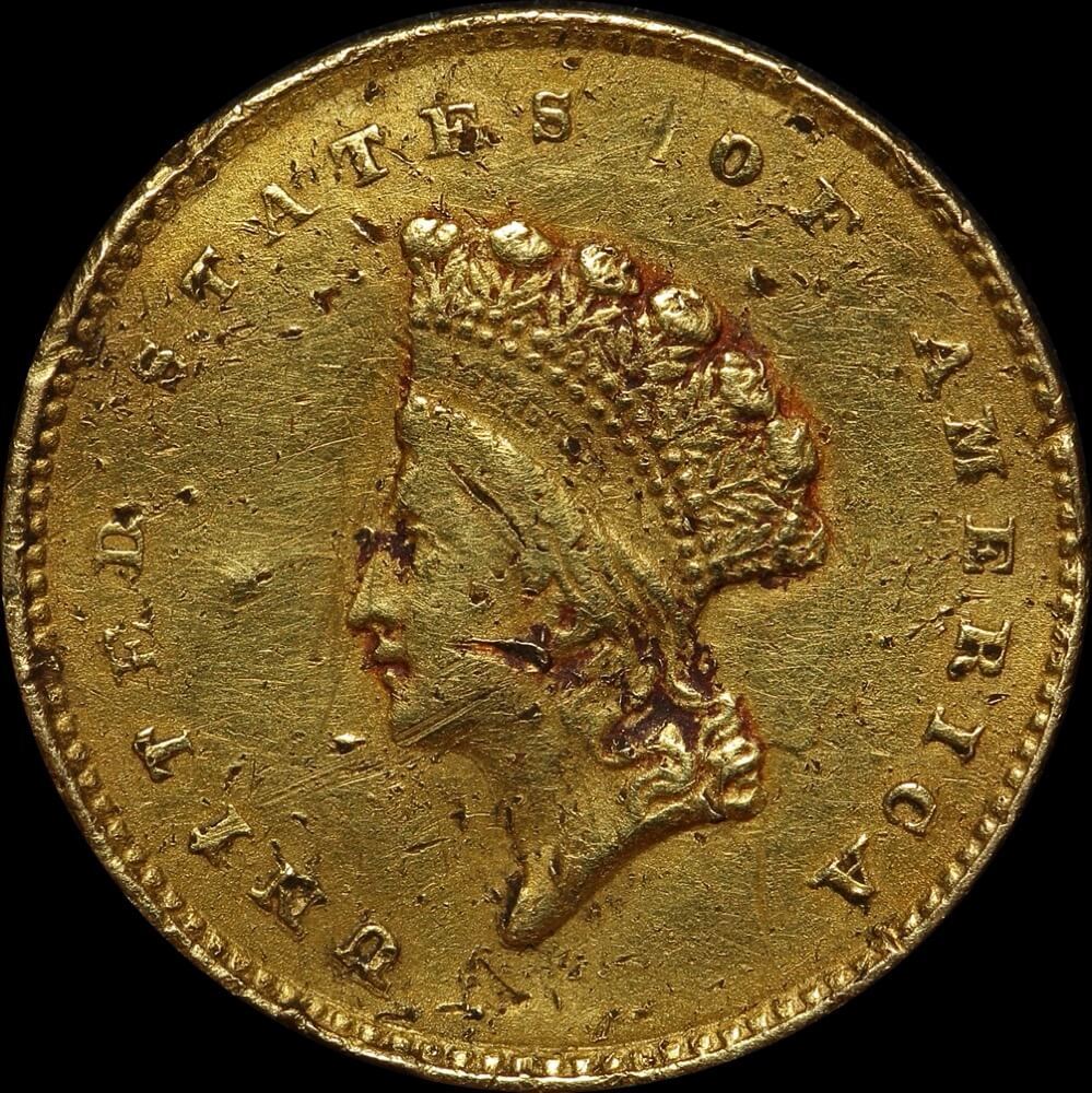 United States 1855 Gold Dollar KM# 83 Impaired Fine product image