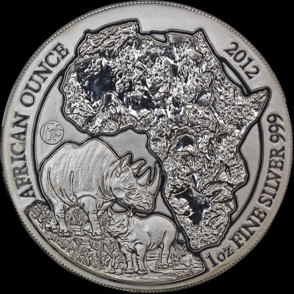 Rwanda 2012 Silver 50 Francs Rhino Uncirculated product image