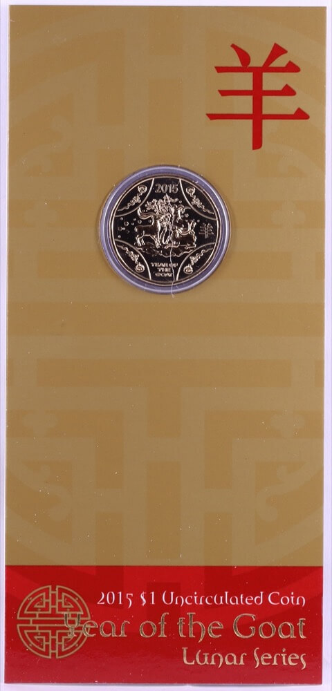 2015 One Dollar Carded Unc Coin Lunar Year of the Goat product image
