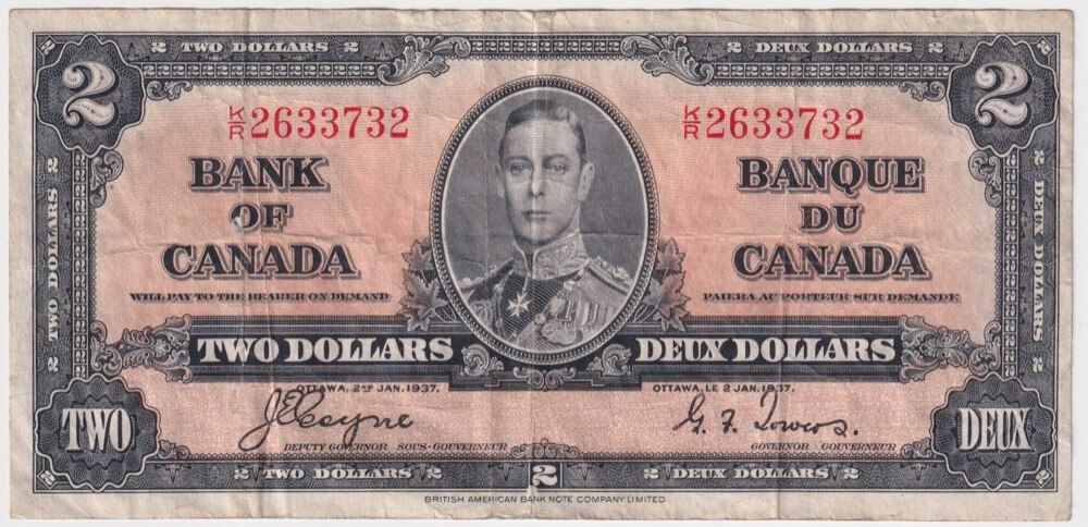 Canada 1937 2 Dollars P# 59c Very Fine product image