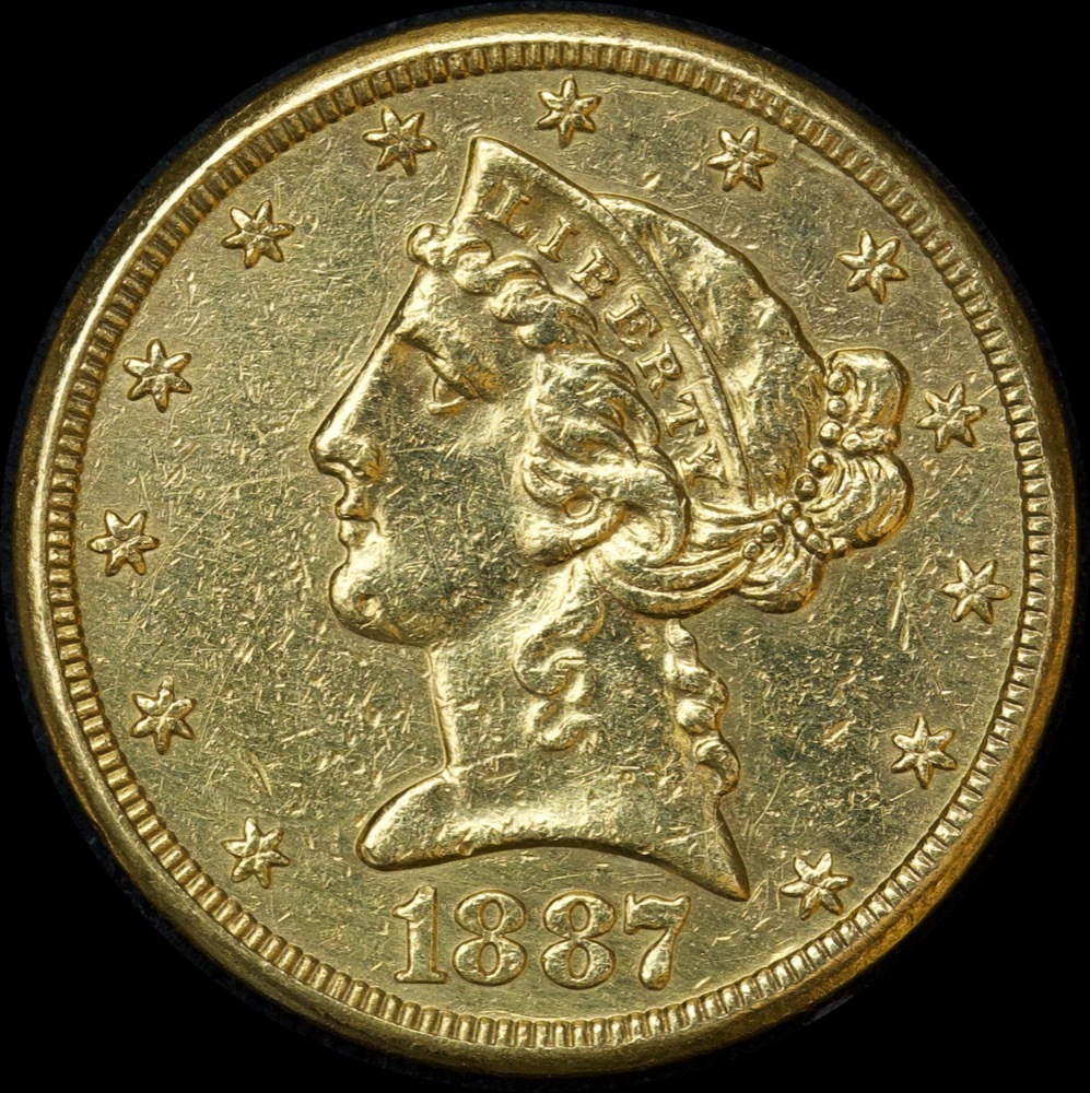 United States 1887-S Gold 5 Dollar Half Eagle Extremely Fine product image