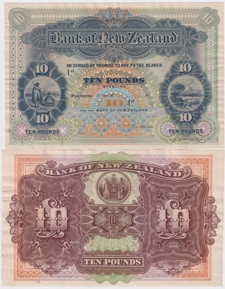 New Zealand 1916 10 Pound Colour Trial Pair Pick#S229 Uncirculated product image