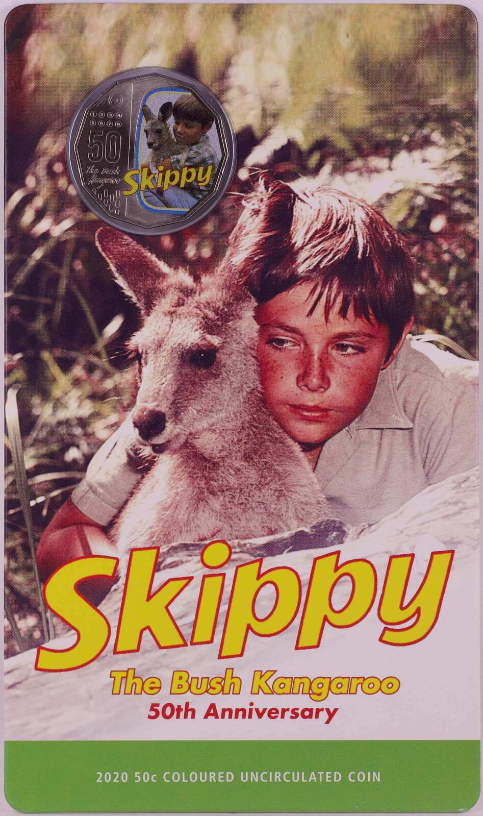 2020 Coloured 50 Cent on Card Skippy the Bush Kangaroo product image