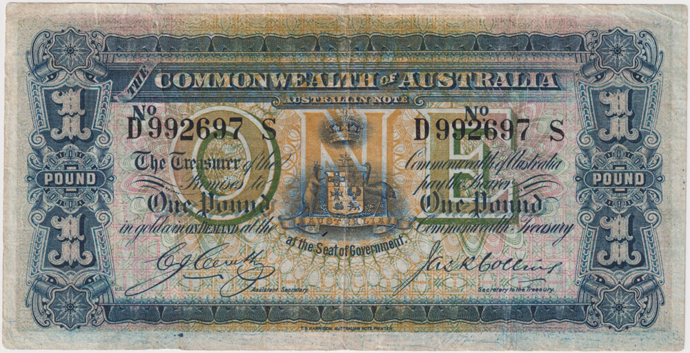 1918 One Pound Cerutty/Collins R21 about VF product image