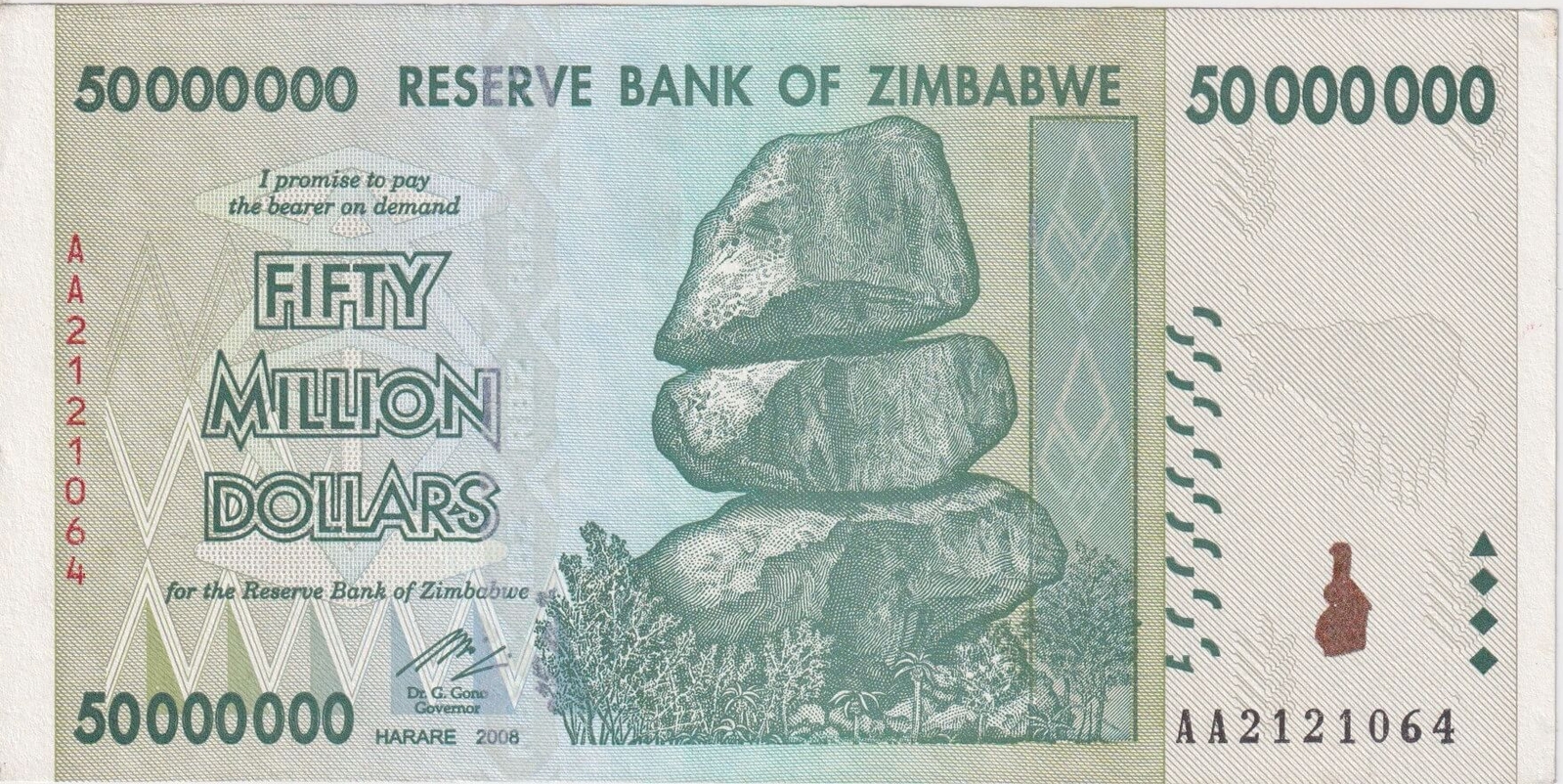 Zimbabwe 2008 50 Million Dollars P# 79 Uncirculated product image
