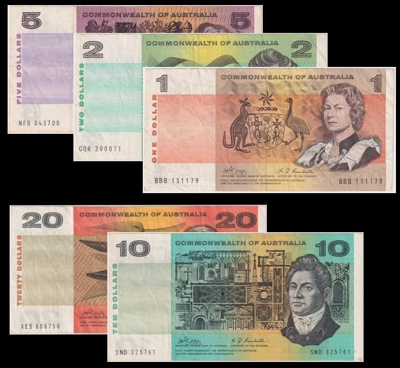 Set of 5 Phillips/Randall Banknotes 1968-1972 Fine - VF Condition product image
