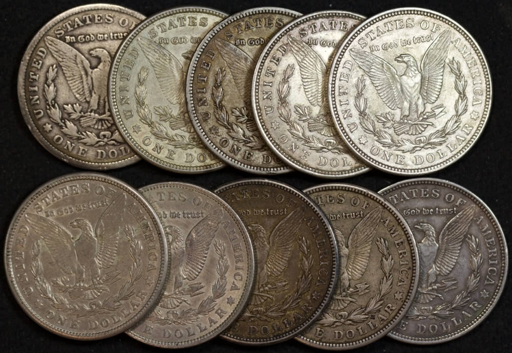 Bulk Lot of 10 US Morgan Silver Dollars product image
