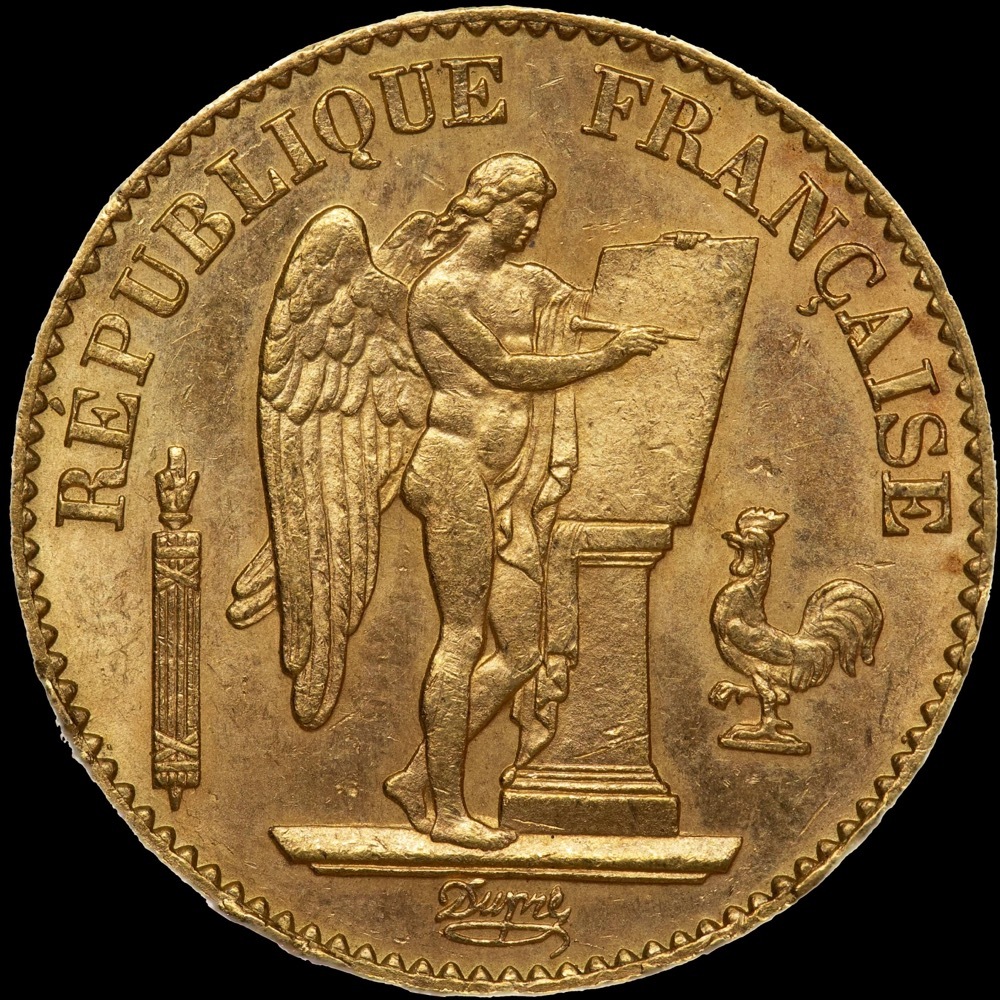 France 1876-A Gold 20 Francs Angel KM#825 about Unc product image