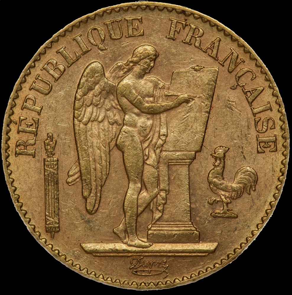 France 1896-A Gold 20 Francs Angel KM#825 good EF product image
