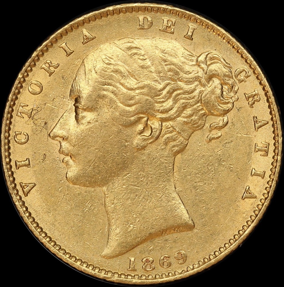 1869 Gold Soveriegn Victoria S# 3853 Extremely Fine product image