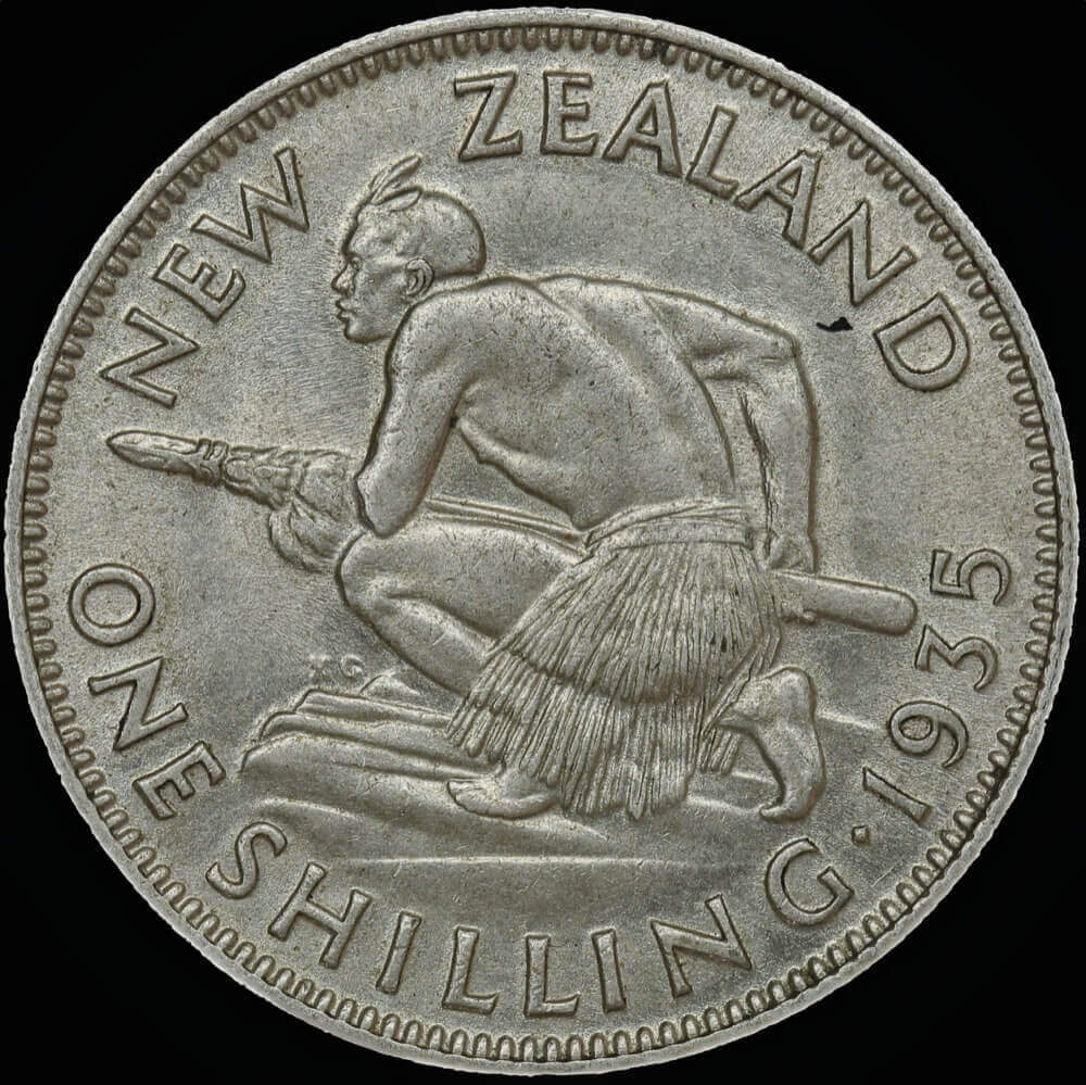 New Zealand 1935 Silver Shilling KM# 3 Good EF product image