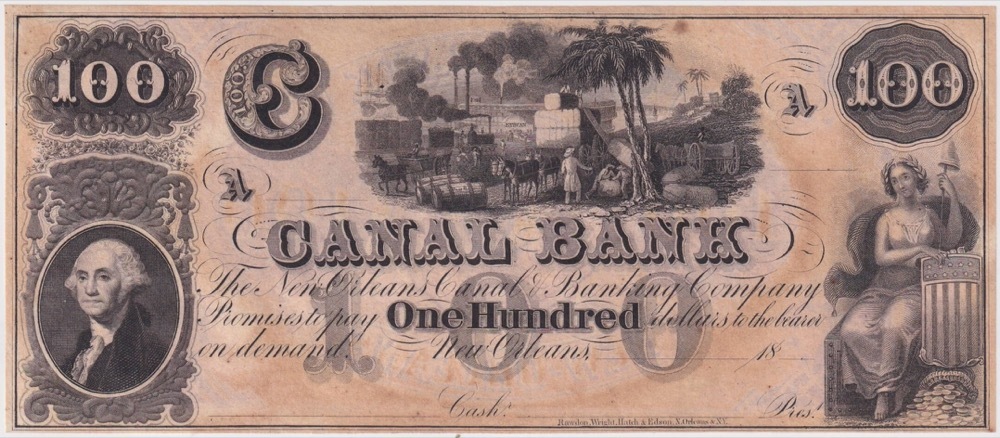 New Orleans Canal Bank 1850's 100 Dollars  About Unc product image
