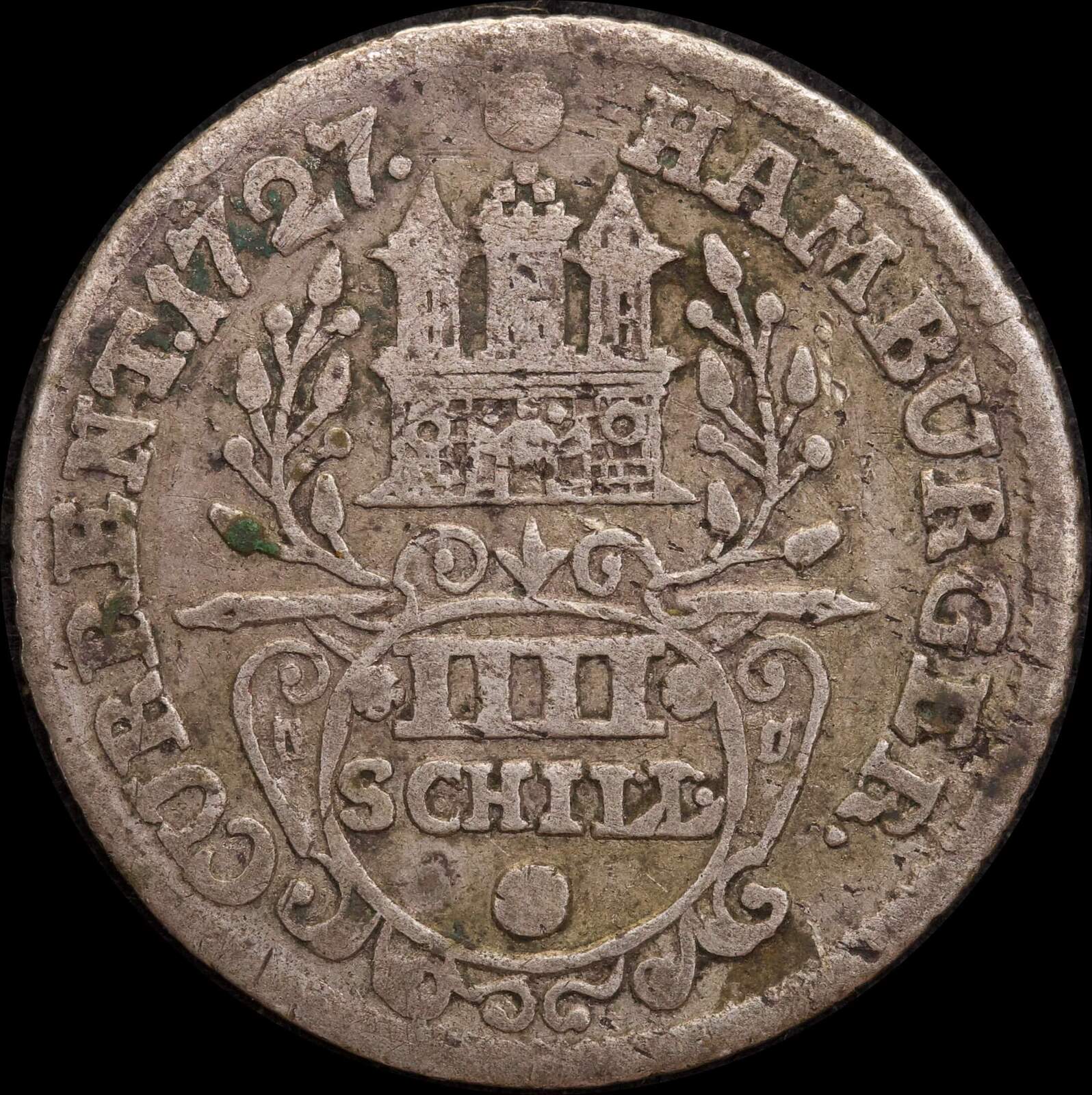 German States (Hamburg) 1727 Silver 4 Shilling KM# 359.1 Fine product image