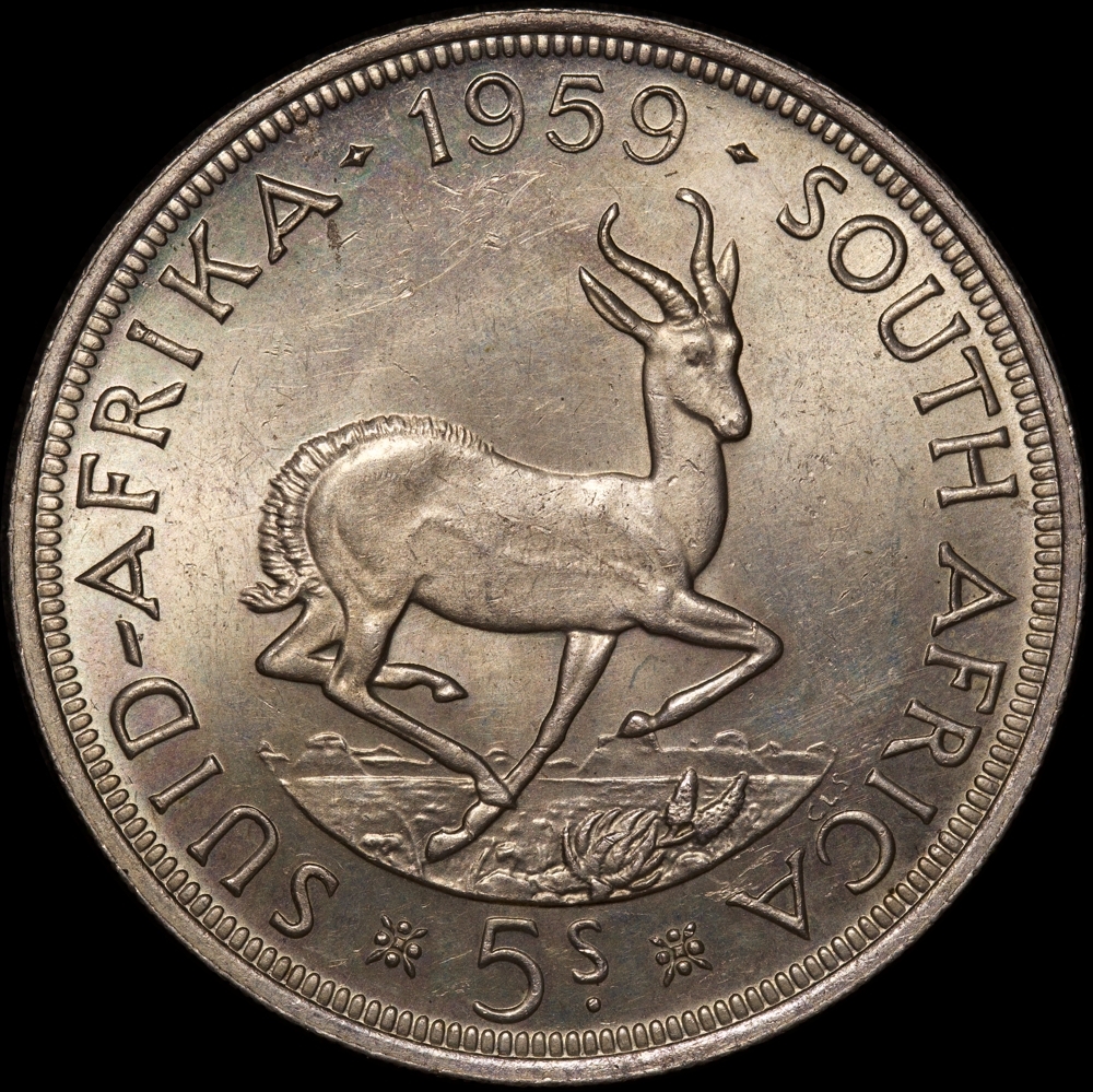 South Africa 1959 Silver 5 Shillings KM#52 about Unc product image