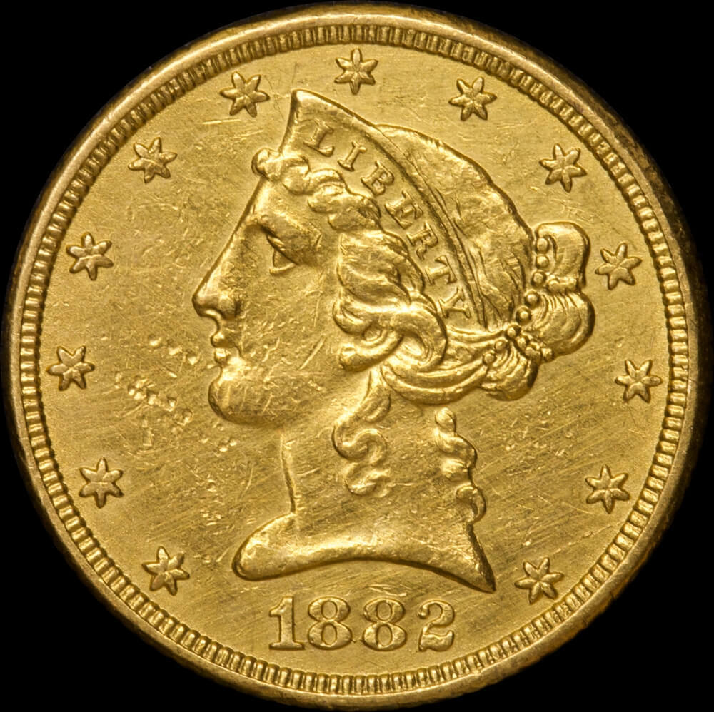 United States 1882 Gold 5 Dollar Half Eagle Extremely Fine product image