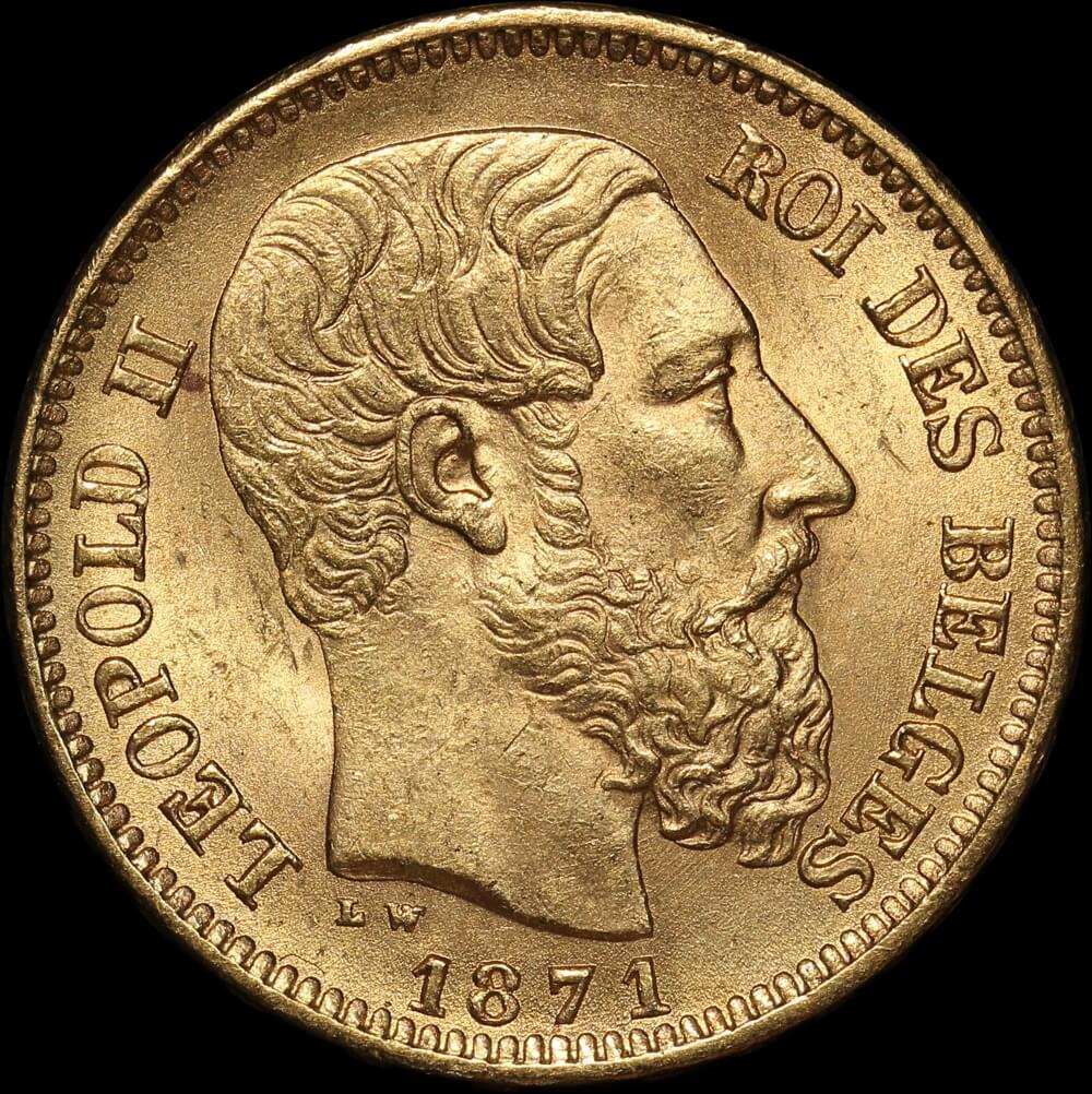 Belgium 1871 Gold 20 Francs KM#37 about Unc product image