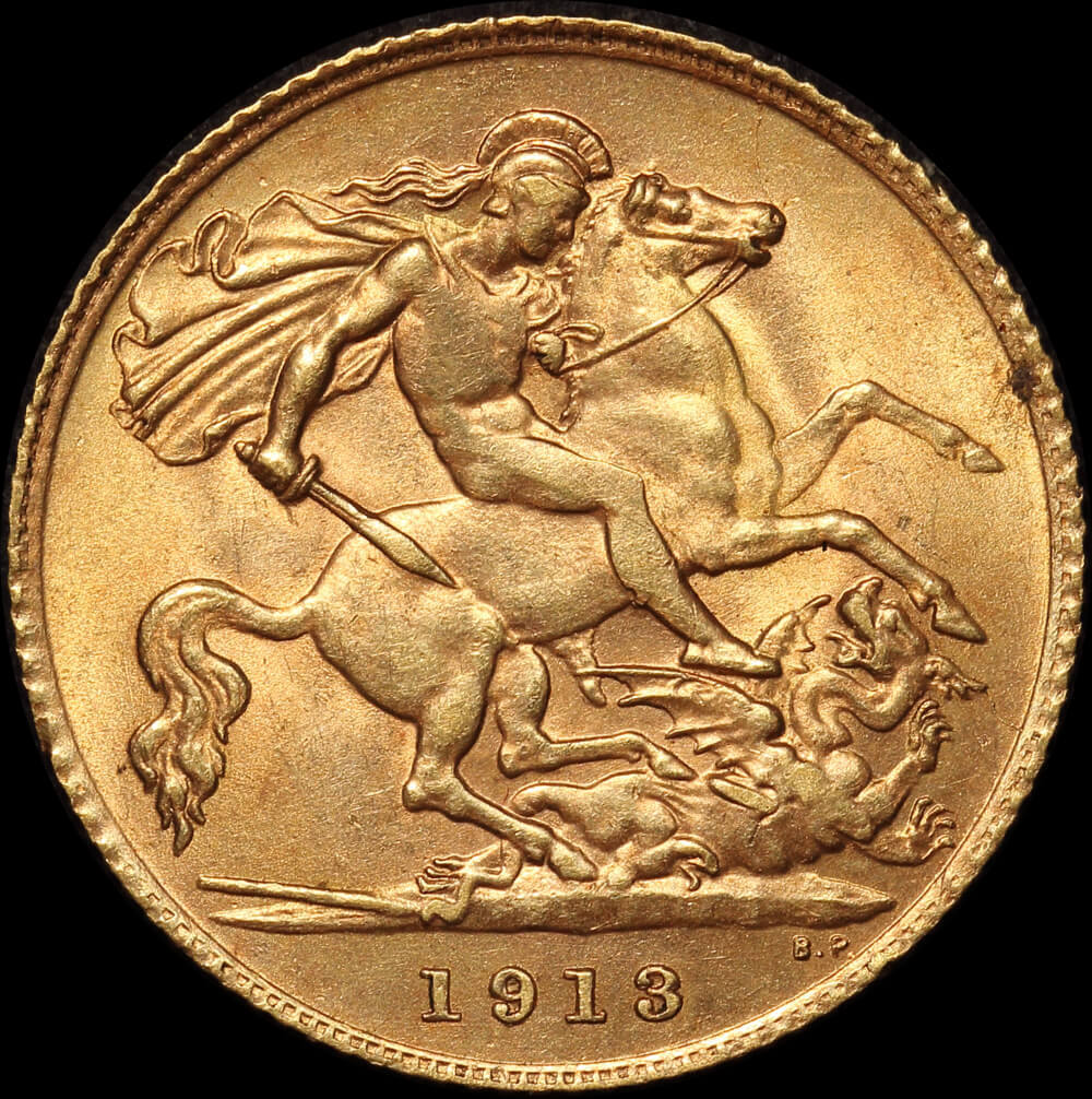 1913 Gold Half Sovereign George V S#3950 Uncirculated product image