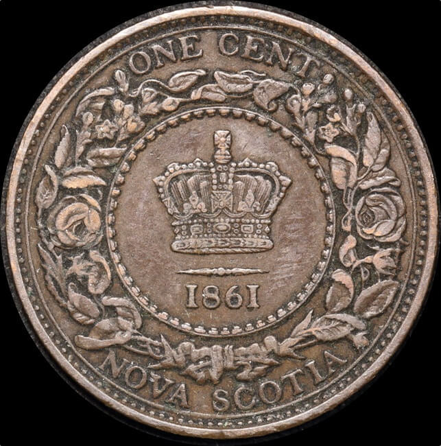 Canada (Nova Scotia) 1861 Bronze 1 Cent KM# 8 good VF product image