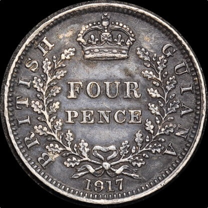 1917 Silver Fourpence George V KM#29 good EF product image