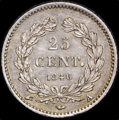 France 1846 -A Silver 25 Centimes KM# 755 good EF product image