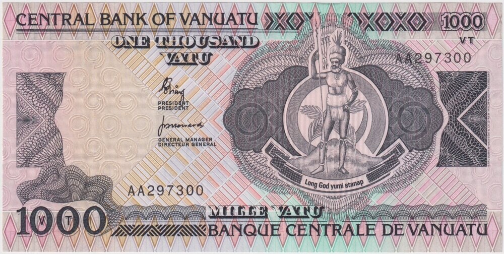 Vanuatu 1982 1000 Vatu AA Serials Shing/Howard P#3 Uncirculated product image