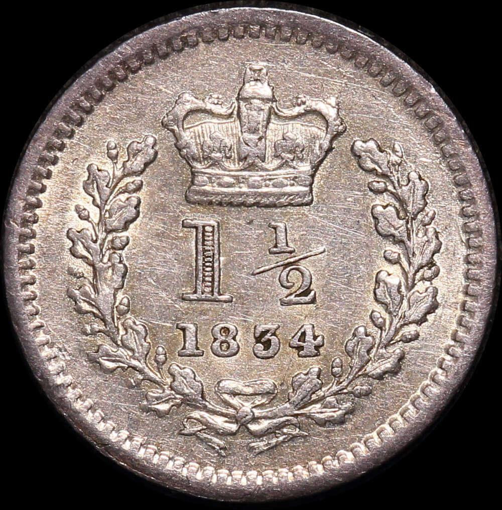 Ceylon 1834 Silver 1 1/2 Pence KM#719 good EF product image