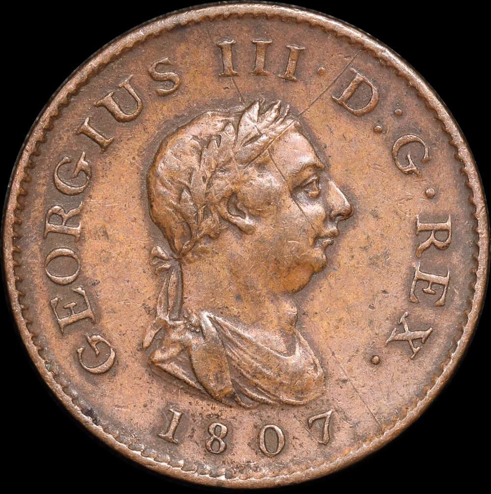 1807 Copper Farthing George III S#3782 good EF product image